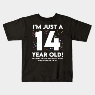 Leap Year Birthday 14Th Birthday Party 56 Years Old Birthday Kids T-Shirt